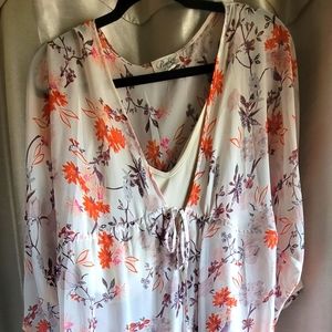 Sheer flower maxi with sleeves.